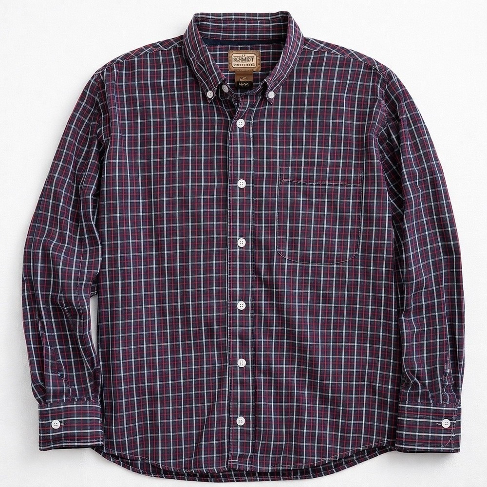 CE Schmidt Workwear‎ Mens XXL Plaid Button Down Shirt Navy Red Long Sleeve